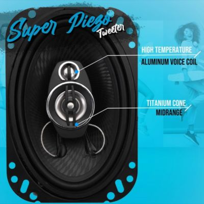 6'' x 8'' Three-Way Triaxial Car Speaker System, 400W, Black (Pair)
