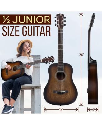 34" Acoustic Guitar Kit - 6-String 1/2 Junior Size Guitar with Accessories, Brown (PGA820BR)