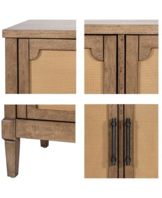 36.5" Wood Salina Wide Woven Cane Accent Cabinet