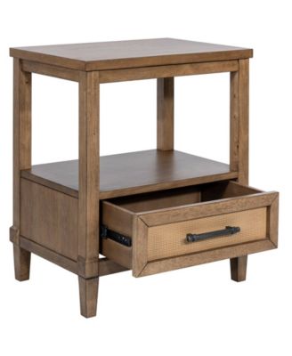 22" Wood Salina Wide Woven Cane Nightstand