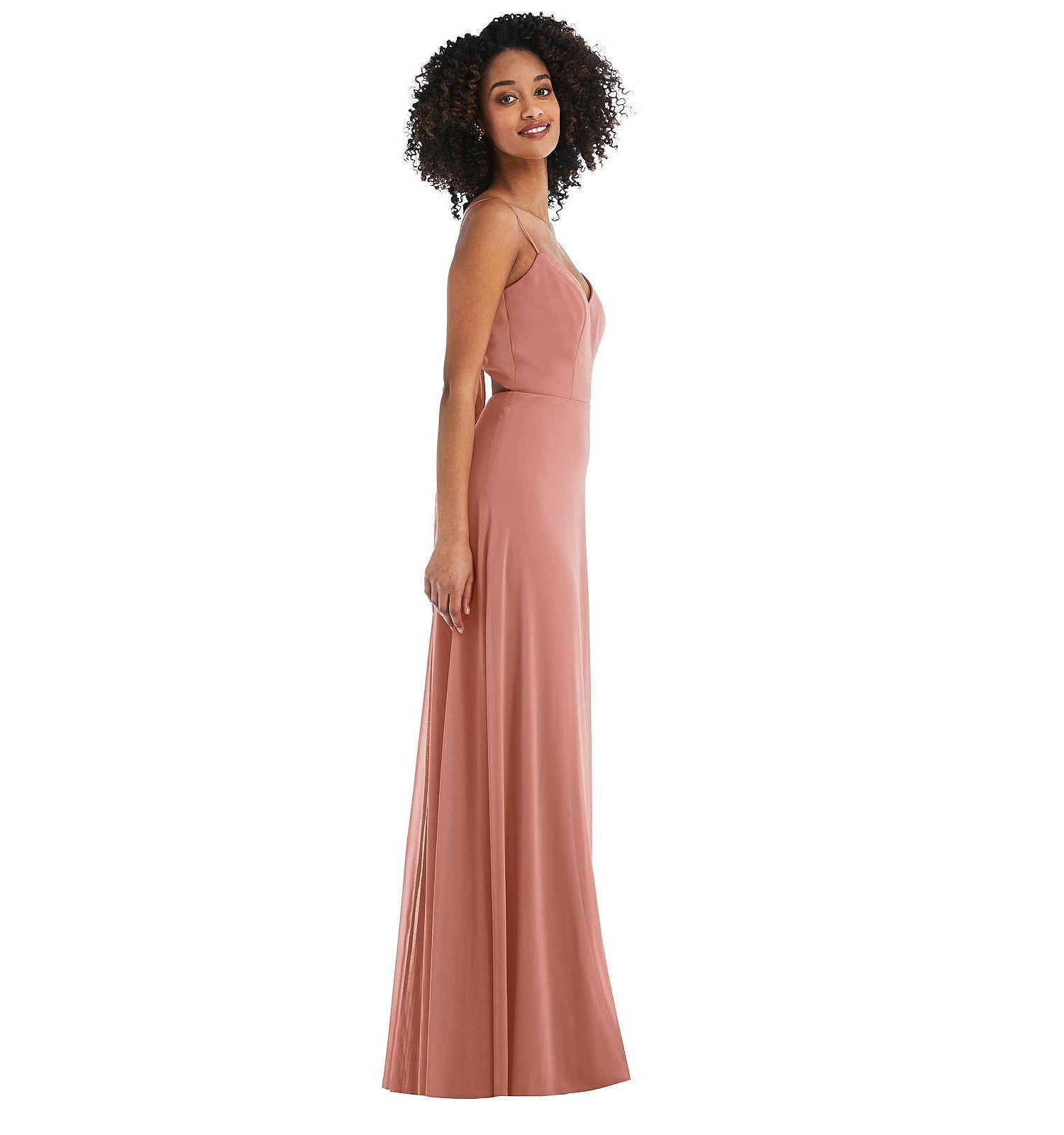 Women's Tie-Back Cutout Maxi Dress with Front Slit