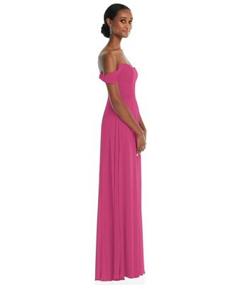 Off-the-Shoulder Basque Neck Maxi Dress with Flounce Sleeves