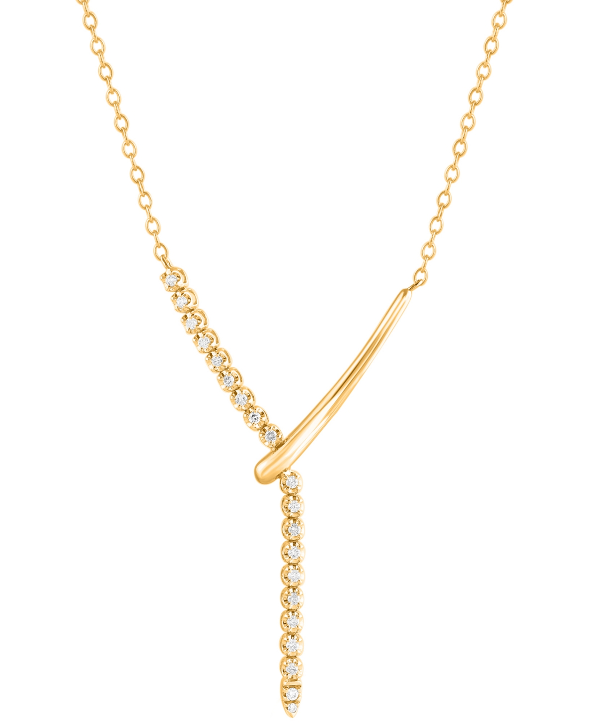Macy's Diamond Vertical Line 18" Lariat Necklace (1/5 Ct. T.w.) In 14k Gold In Yellow Gold
