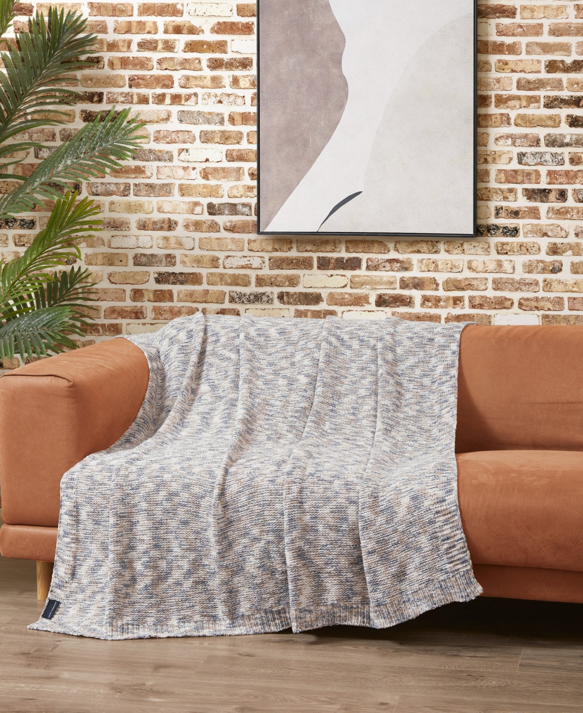 Shop Lucky Brand Logan Chenille Throw, 50" X 70" In Tan,grey