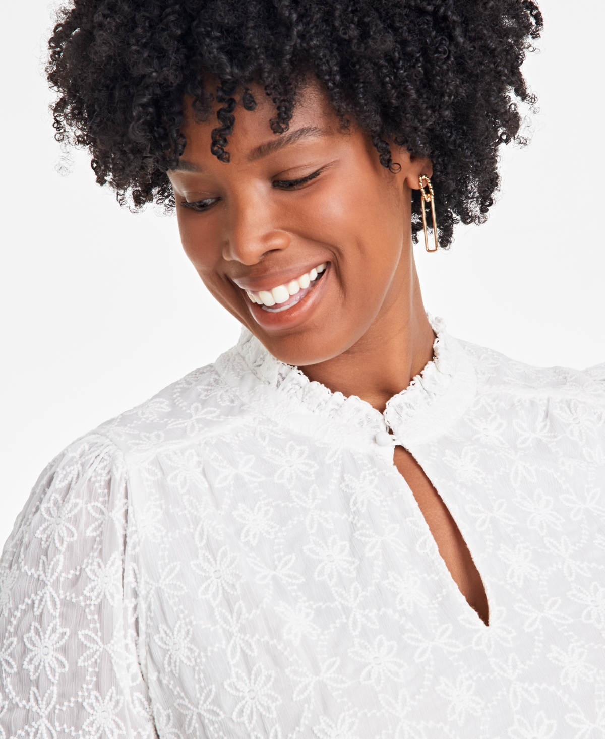 On 34th Trendy Plus Size Embroidered Chiffon Top, Exclusively at Macy's