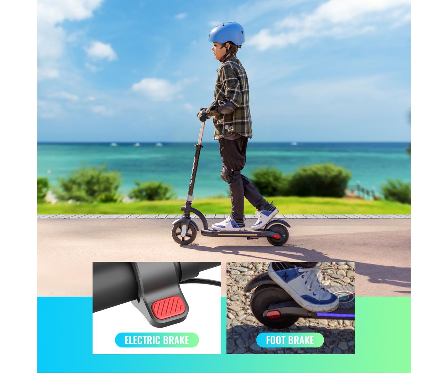 Детская игрушка Gyroor H40 180W Motor with LED Lights Adjustable-Height Electric Scooter, 143 Lbs. Capacity, Ages 8-12, цвет: Чёрный — фото 2