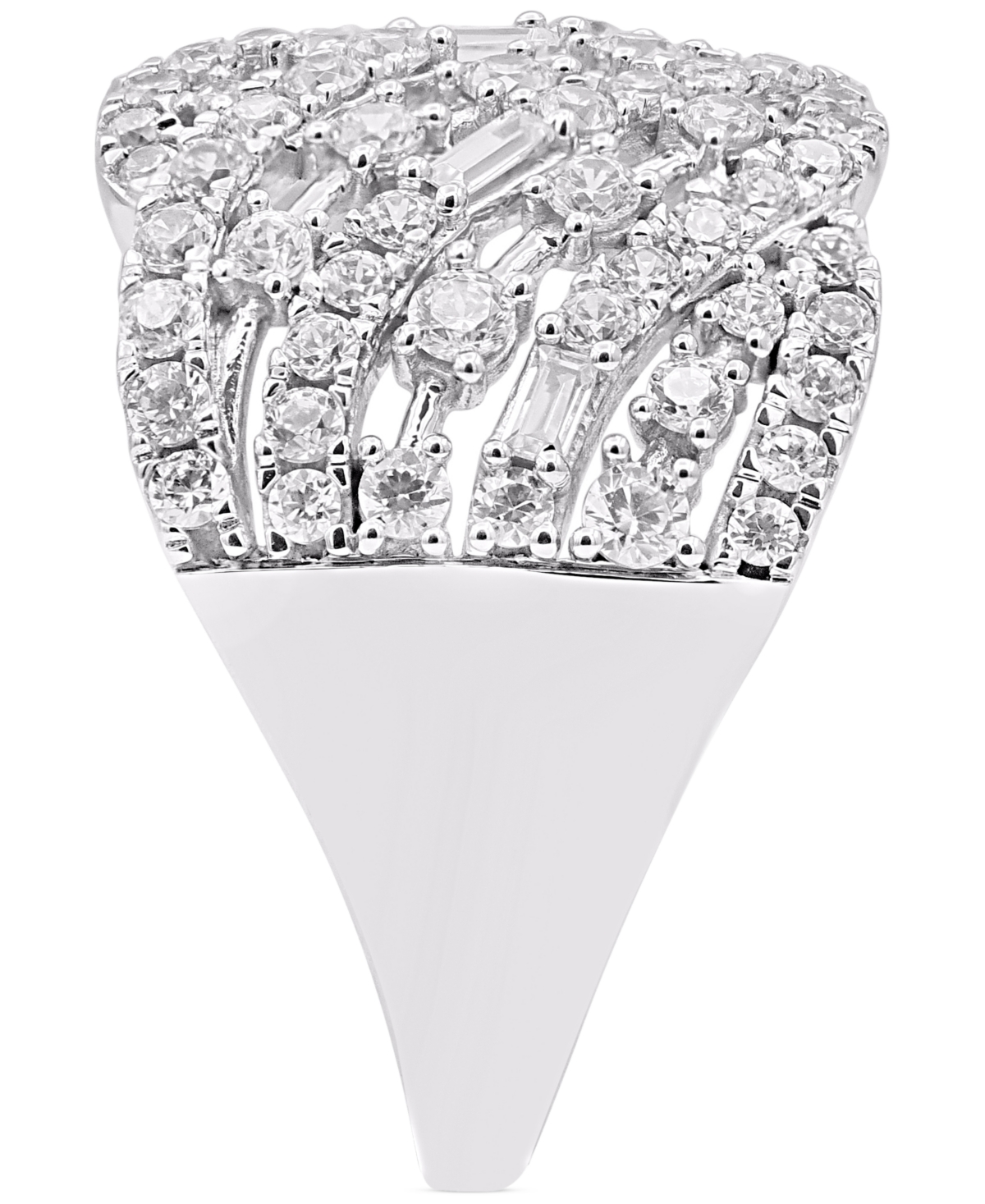 Macy's Diamond Round & Baguette Diagonal Openwork Cluster Ring (1-1/2 Ct. T.w.) In 14k White Gold In White Gold