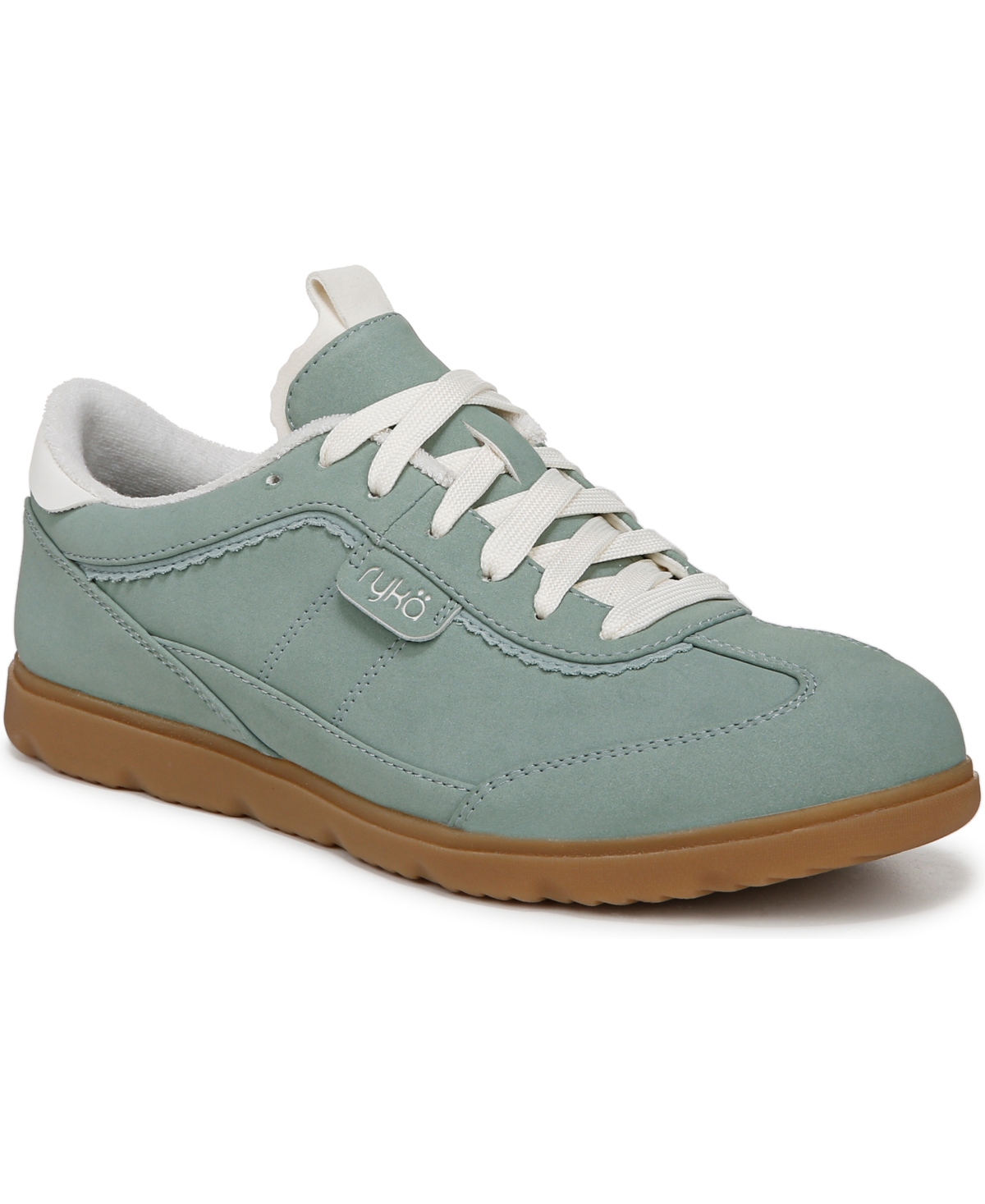 Women's Effortless Lace Up Court Sneakers - Iceberg Green Faux Suede