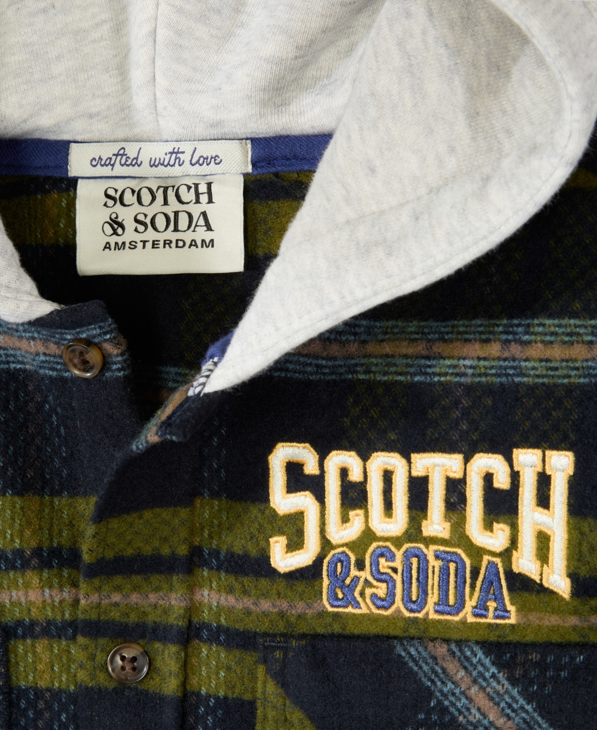 Scotch & Soda Big Boys Yarndye Hooded Shirt Jacket In Evening Skies