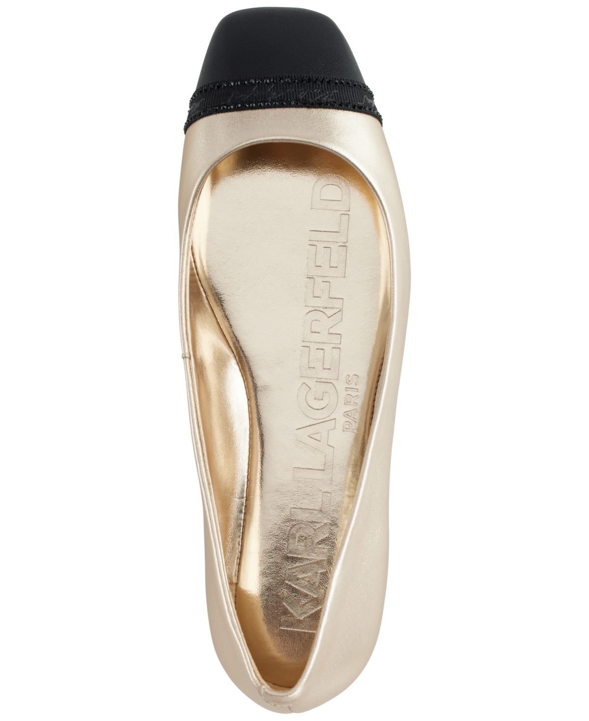 Karl Lagerfeld Paris Zofia Cap Toe Ballet Flat In White Gold,black