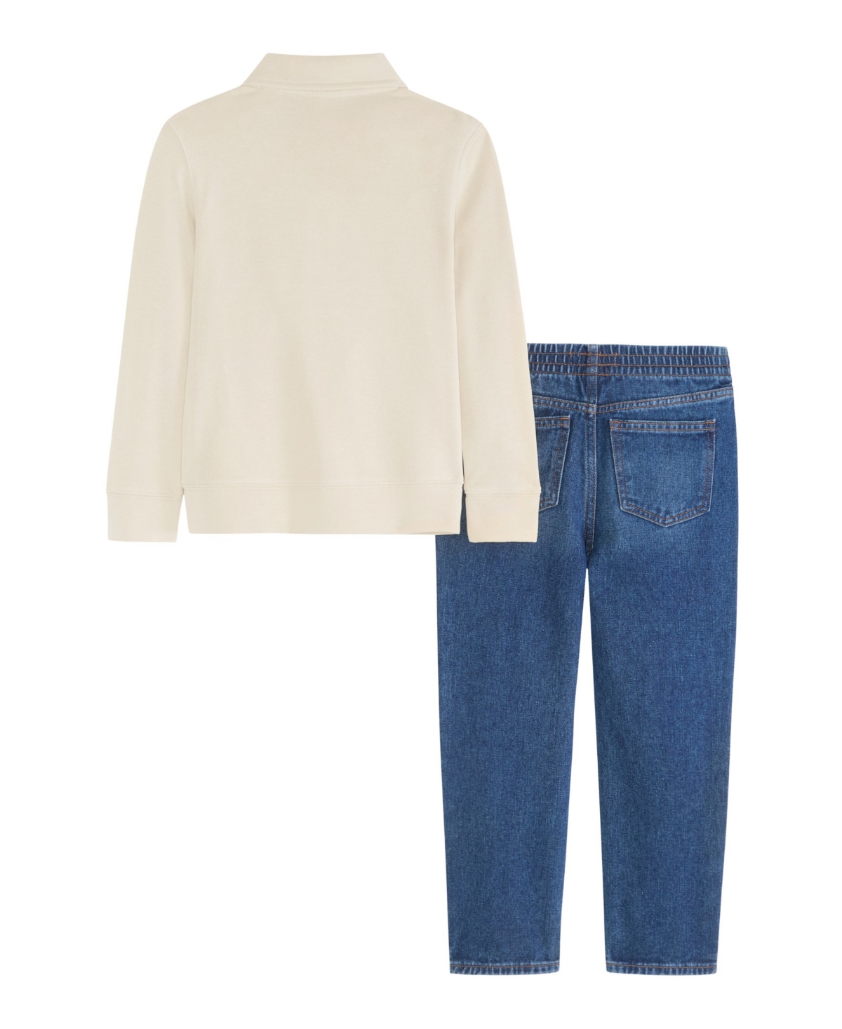 Scotch & Soda Big Boys Cotton French Terry Polo Denim Pant Set In Parchment