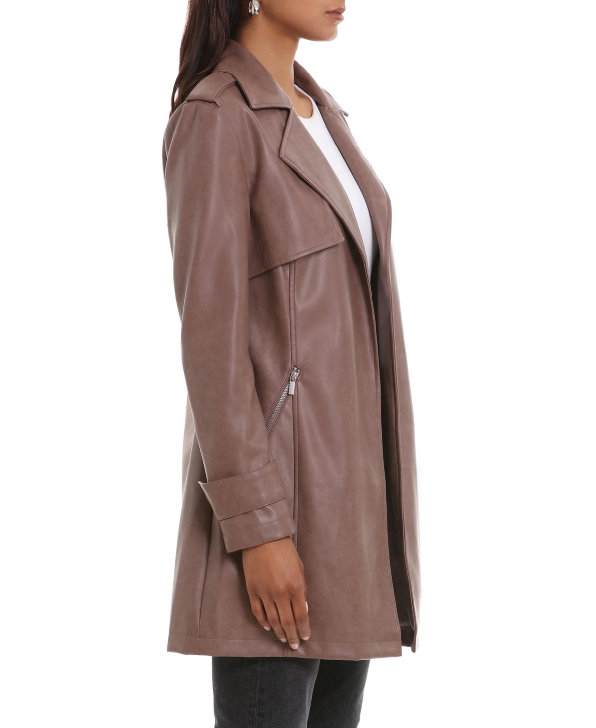 Bagatelle Collection Women's Faux Leather Open-Front Topper
