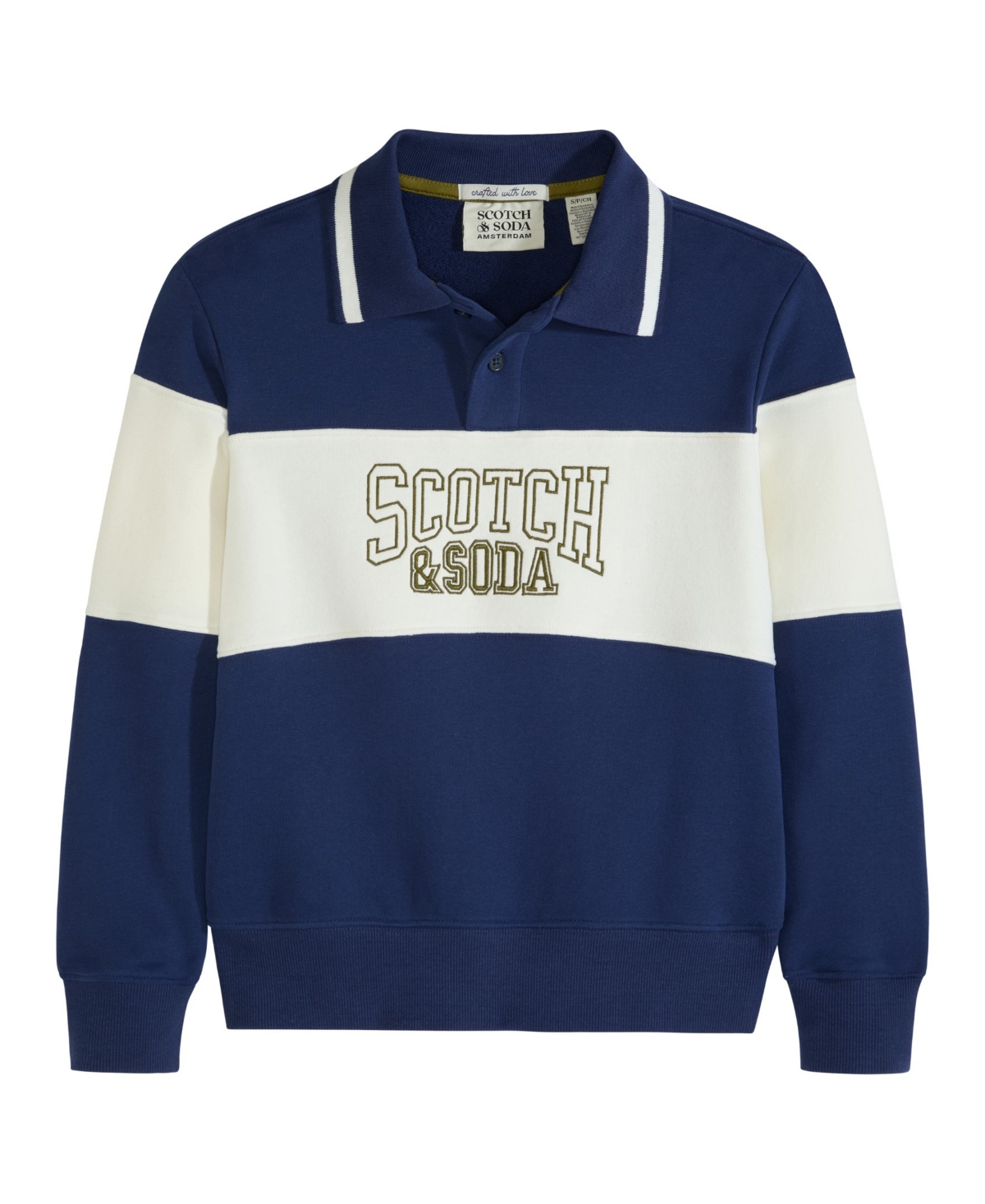 Scotch & Soda Big Boys French Terry Graphic Polo Shirt In Evening Skies