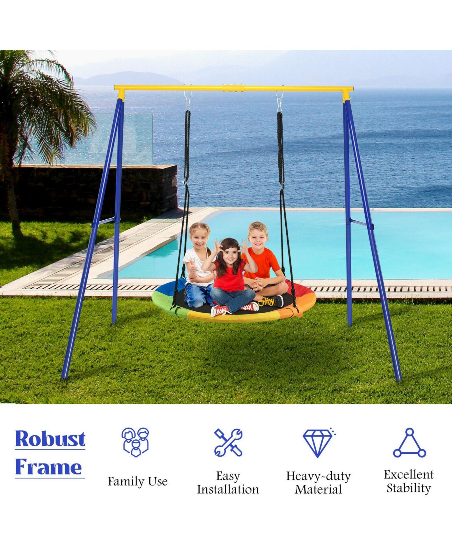 Детская игрушка HONGGE Extra-Large Heavy-Duty A-Frame Steel Swing Stand, 550-Pound Load Capacity, Ages 3+ — фото 4