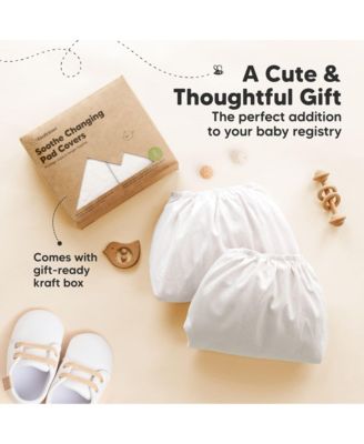 2pk Soothe Changing Pad Covers for Girl, Boy, Soft Cotton Contoured Diaper Changing Table Pad Covers