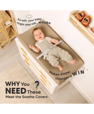 2pk Soothe Changing Pad Covers for Girl, Boy, Soft Cotton Contoured Diaper Changing Table Pad Covers