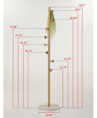 Freestanding Metal Hall Tree Coat Rack Stand with 8 Hooks for Entryway Hanging Clothes, Hats, Bags (Gold)