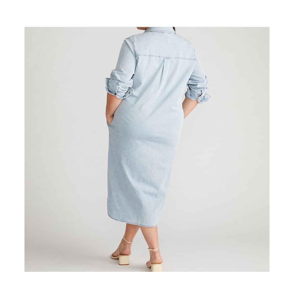 Universal Standard Odeon Long Sleeve Chambray Shirtdress In Heritage Blue