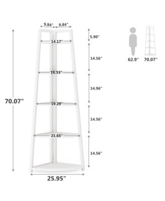 5 Tier Industrial Corner Bookshelf Bookcase,70 inch Tall Corner Shelf,Industrial Corner Ladder Shelf Plant Stand