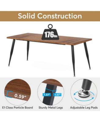 70.9 Inch Modern Faux Wood Industrial Kitchen Table Furniture with Metal Legs, Rectangular Dinner Table