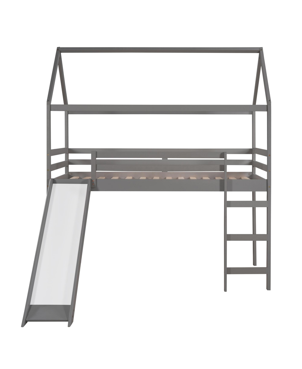 Slickblue Twin Loft Bed with Slide - Fun House Bed Design for Kids' Bedrooms, Perfect for Playtime and Sleepovers