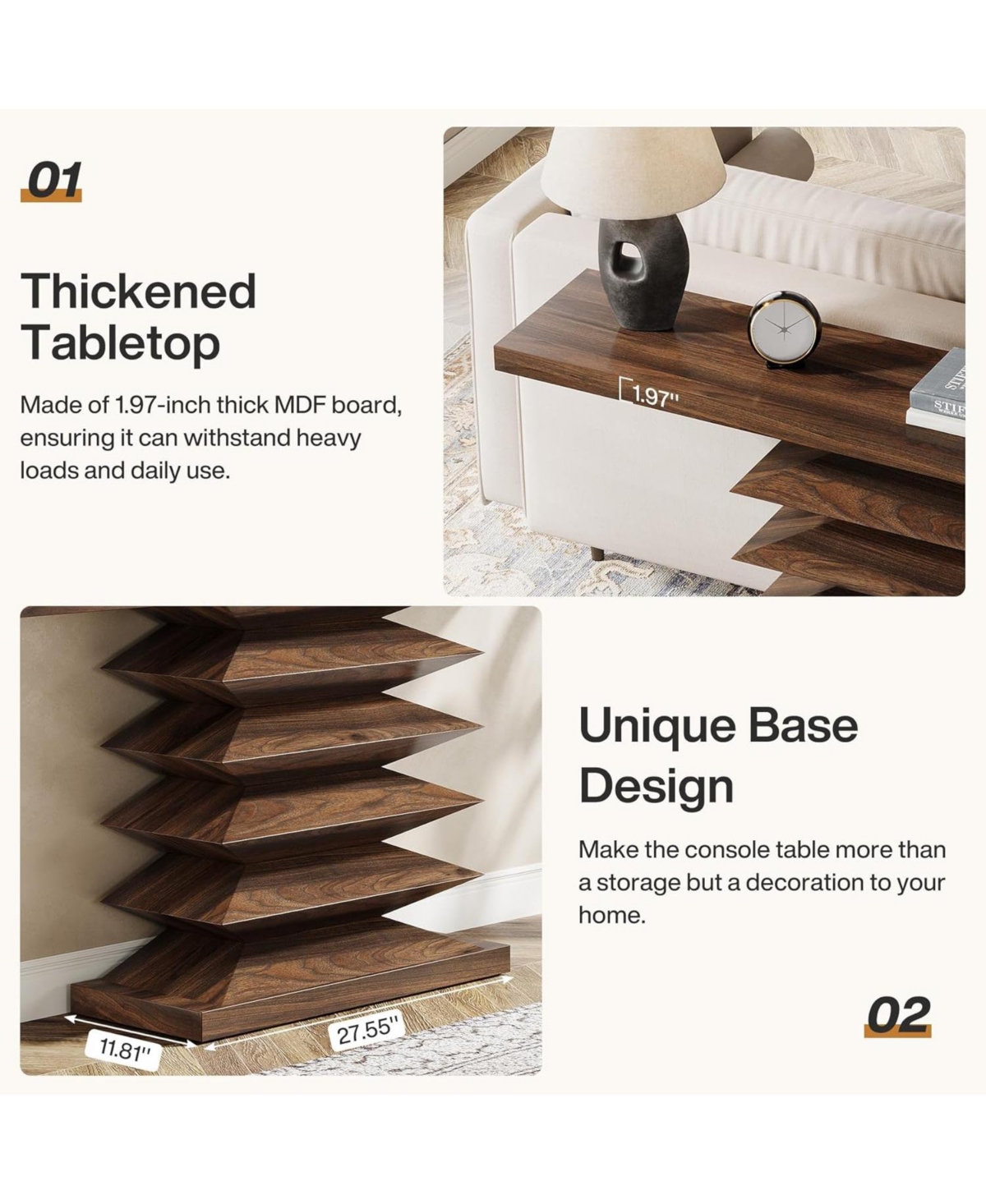 Tribesigns 51-Inch Long Console Table, Farmhouse Entryway Table with Unique Base, Narrow Wooden Hallway Table, Entrance Foyer Sofa Accent Table for Li
