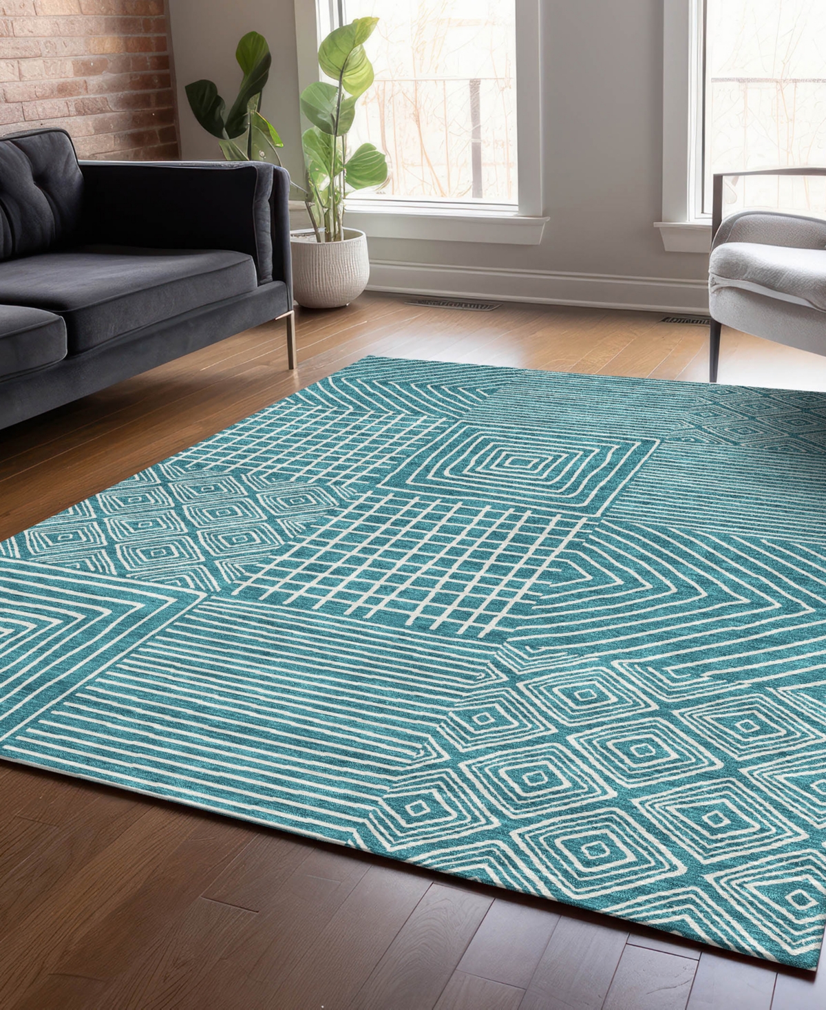 Addison Chantille Machine Washable Acn1044 9'x12' Area Rug In Teal