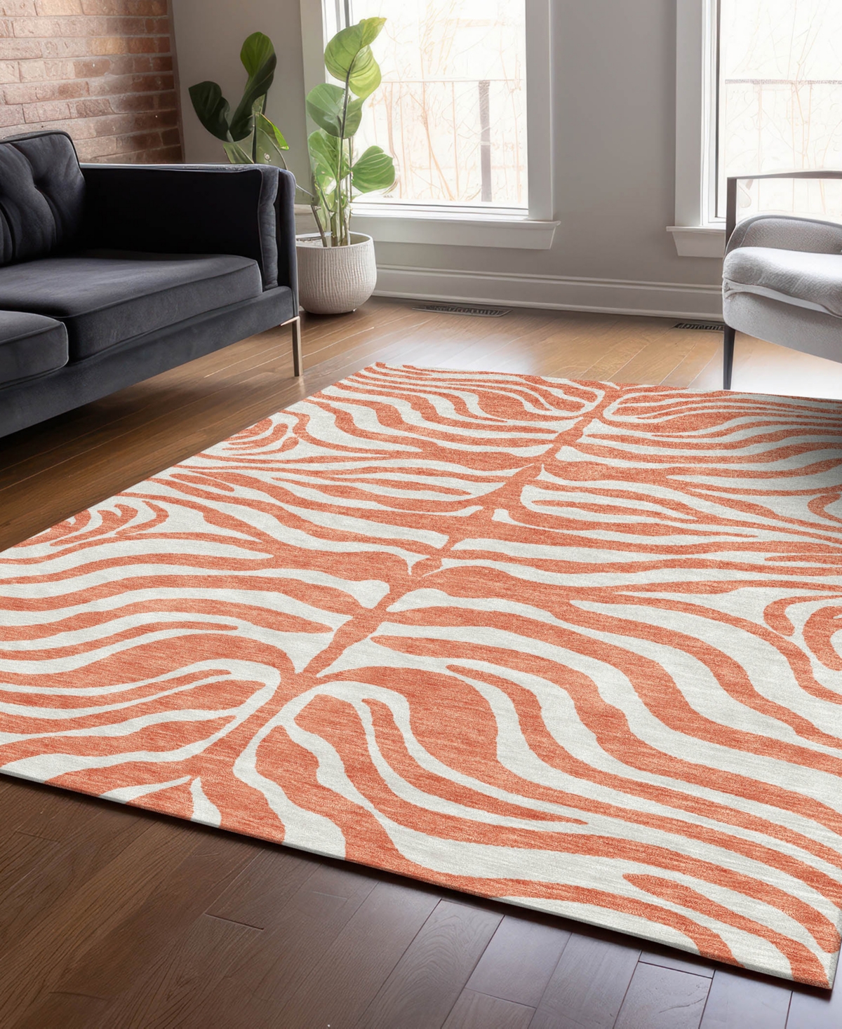 Addison Chantille Machine Washable Acn1042 9'x12' Area Rug In Coral