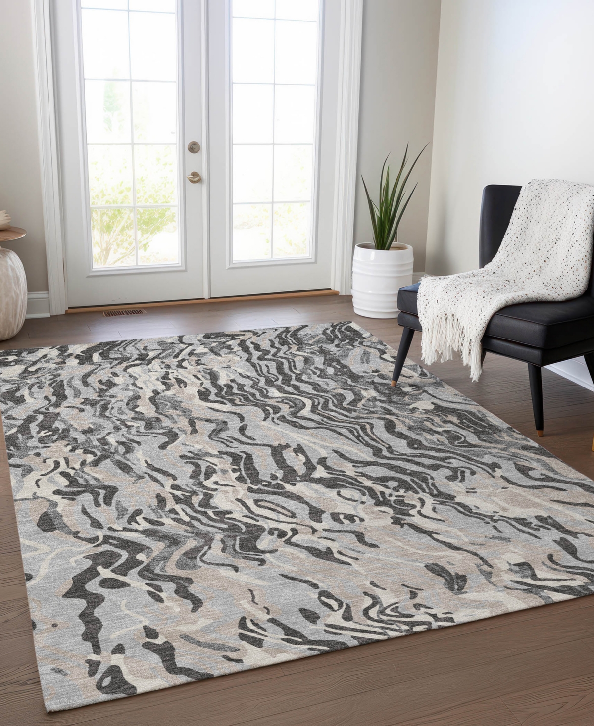 Addison Chantille Machine Washable Acn1038 9'x12' Area Rug In Gray