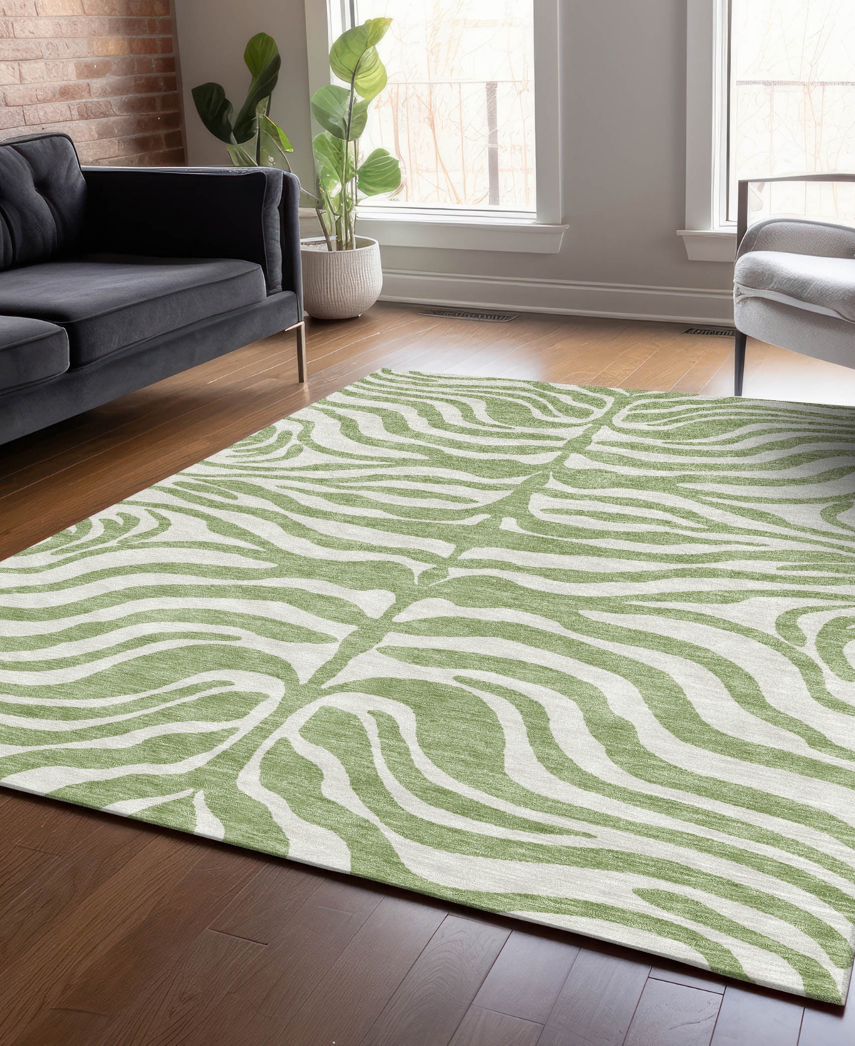 Addison Chantille Machine Washable Acn1042 8'x10' Area Rug In Grass