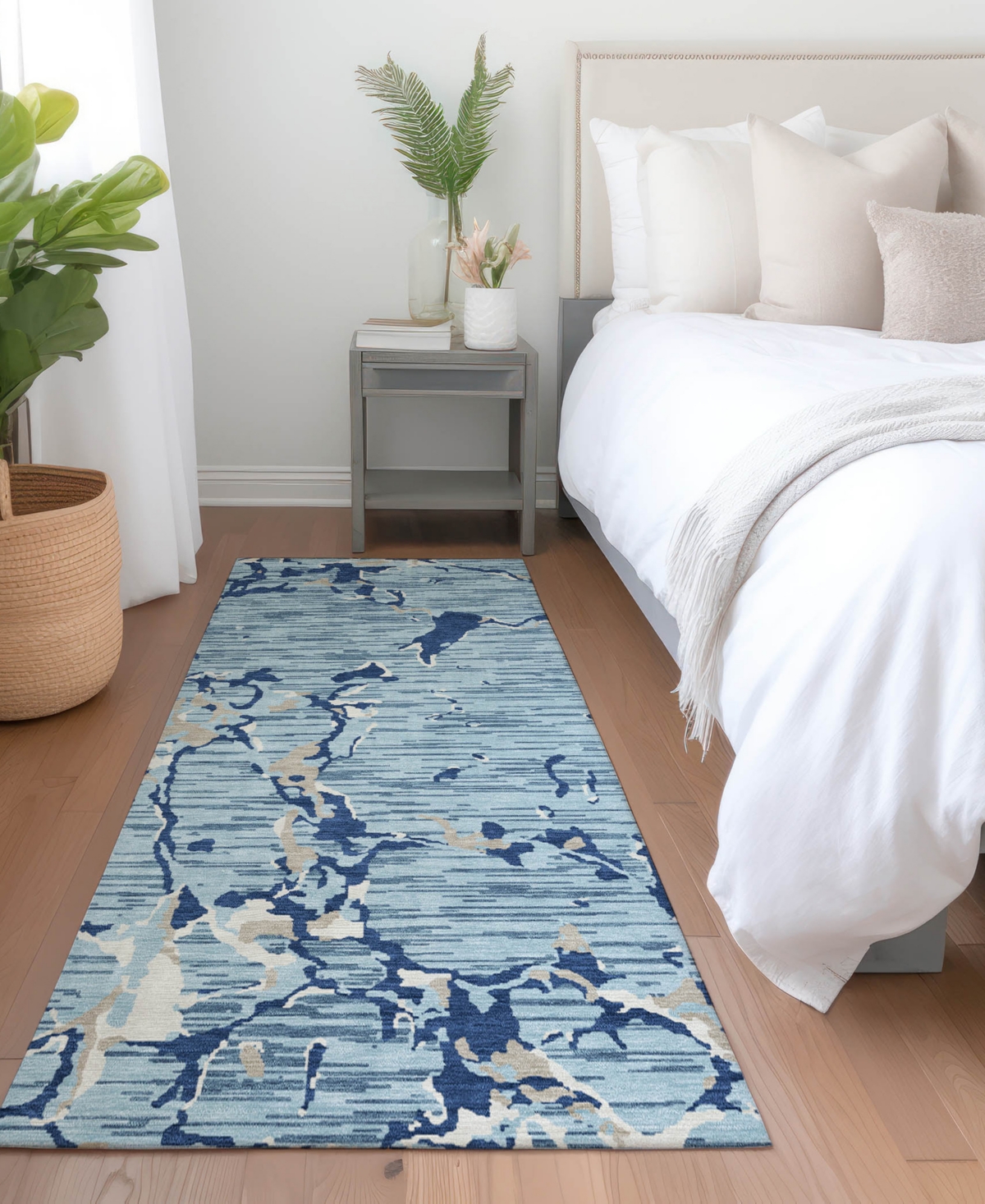 Addison Chantille Machine Washable Acn1046 2'3"x7'6" Runner Area Rug In Denim
