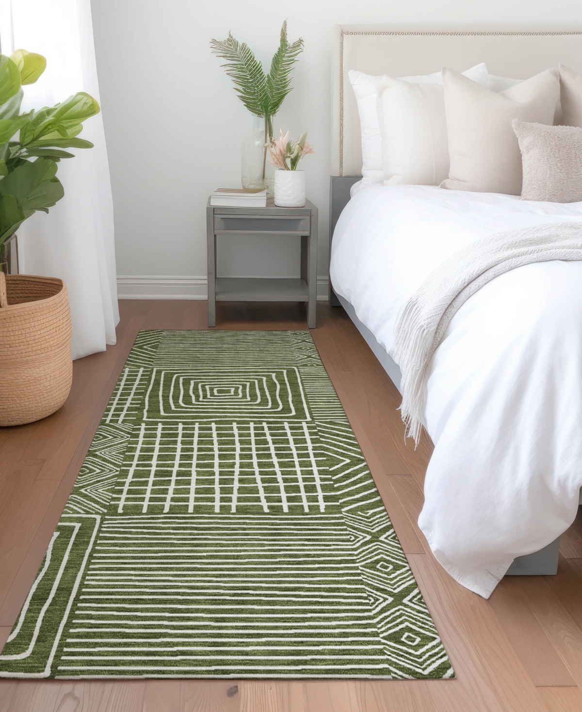 Addison Chantille Machine Washable Acn1044 2'3"x7'6" Runner Area Rug In Olive