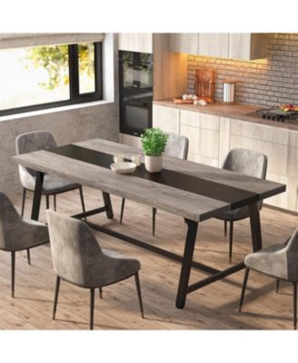 Dining Table for 8 People, 70.87-inch Rectangular Wood Kitchen Table with Strong Metal Frame, Industrial Large Long Dining Room Table