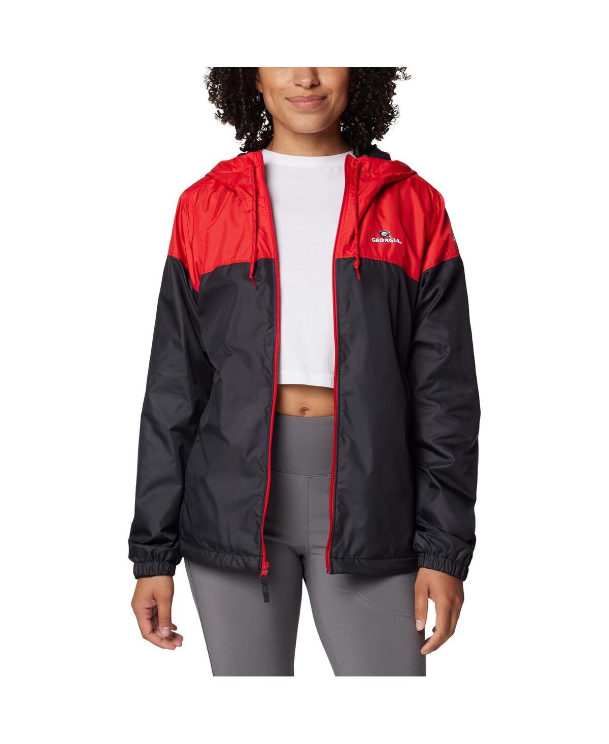 Columbia Women'sBlack Georgia Bulldogs Flash Forward Full-Zip Hoodie Windbreaker Jacket - Red, Black