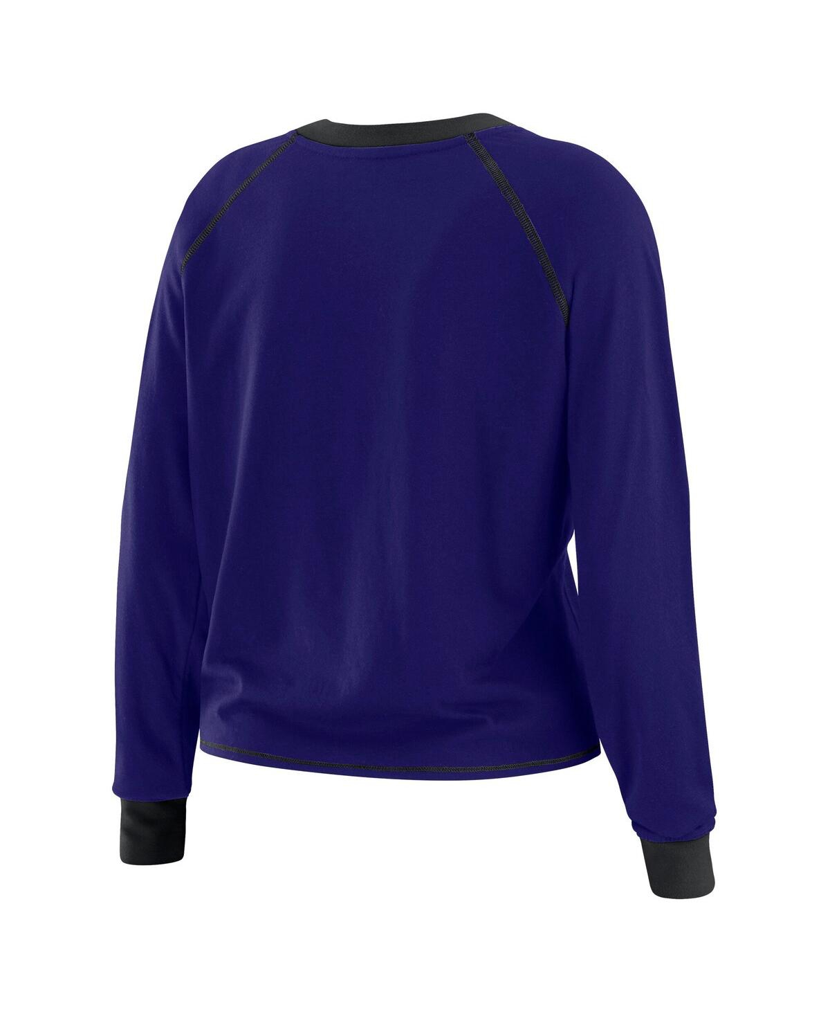 Wear By Erin Andrews Women's Purple Baltimore Ravens Tie-front Long Sleeve T-shirt In Purple