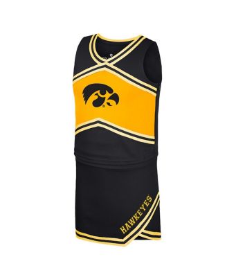 Big Girls Black Iowa Hawkeyes Cheerleader Top Skirt Set