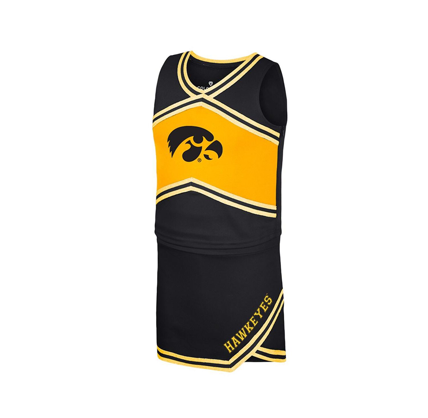 Big Girls Black Iowa Hawkeyes Cheerleader Top Skirt Set