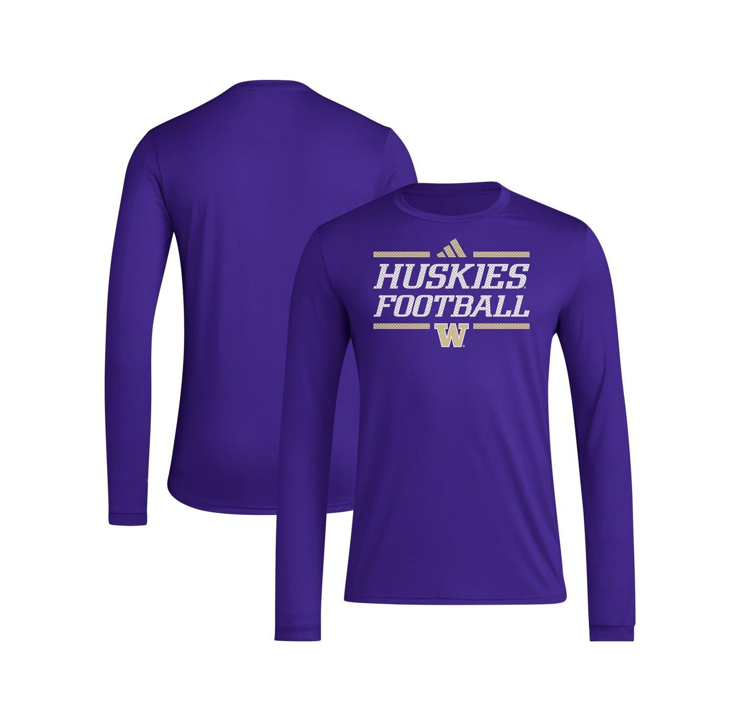 Men's Purple Washington Huskies Locker Football Pre-Game AEROREADY Long Sleeve T-Shirt