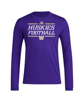 Men's Purple Washington Huskies Locker Football Pre-Game AEROREADY Long Sleeve T-Shirt