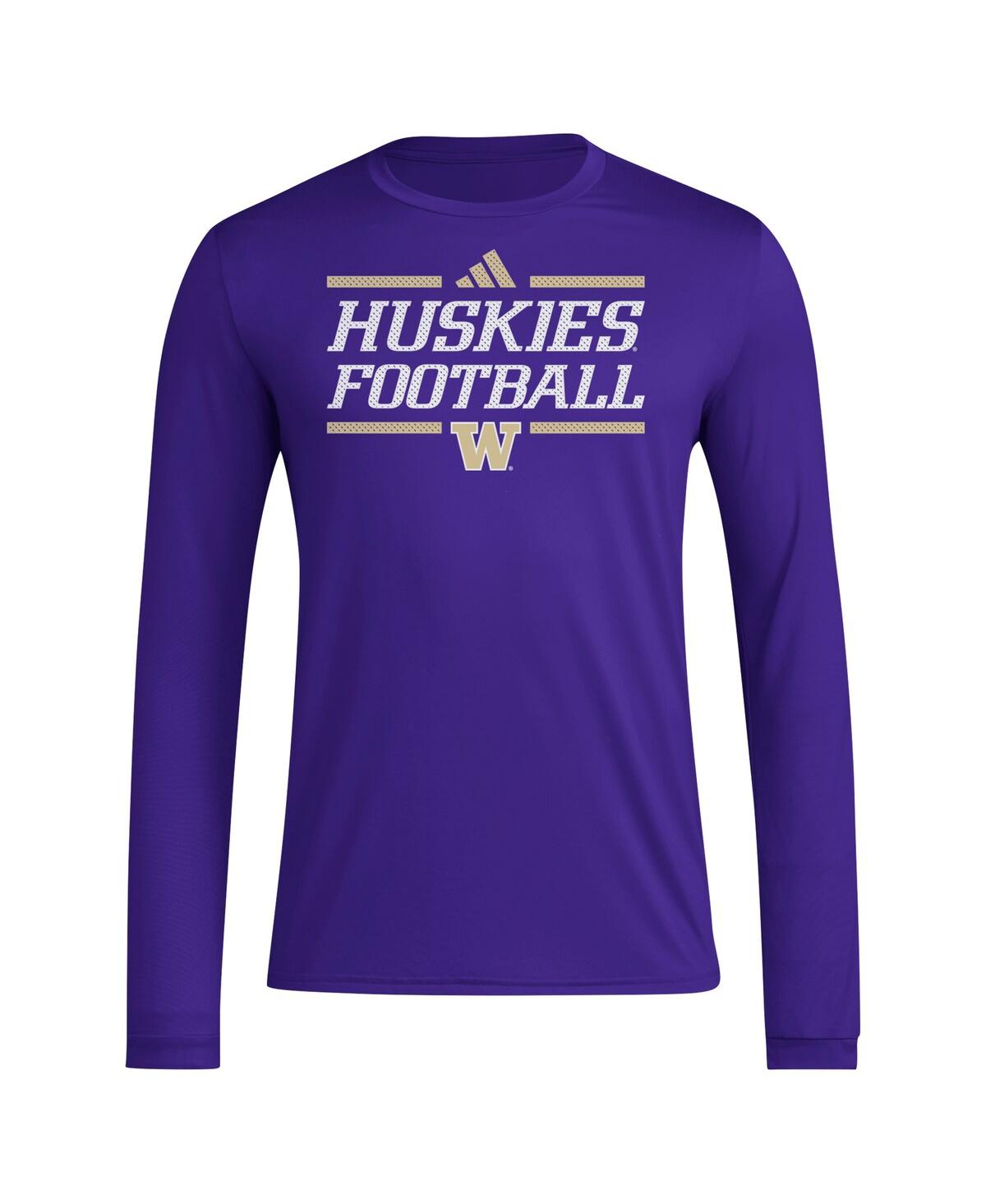Adidas Men'sWashington Huskies Locker Football Pre-Game Aeroready Long Sleeve T-Shirt - Purple