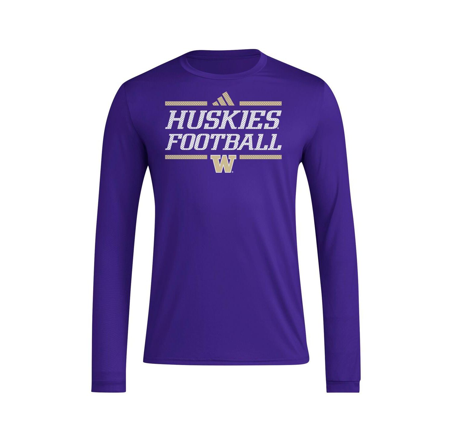 Men's Purple Washington Huskies Locker Football Pre-Game AEROREADY Long Sleeve T-Shirt