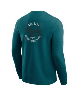 Men's Kelly Green Philadelphia Eagles Washed Waffle-Knit Long Sleeve T-Shirt