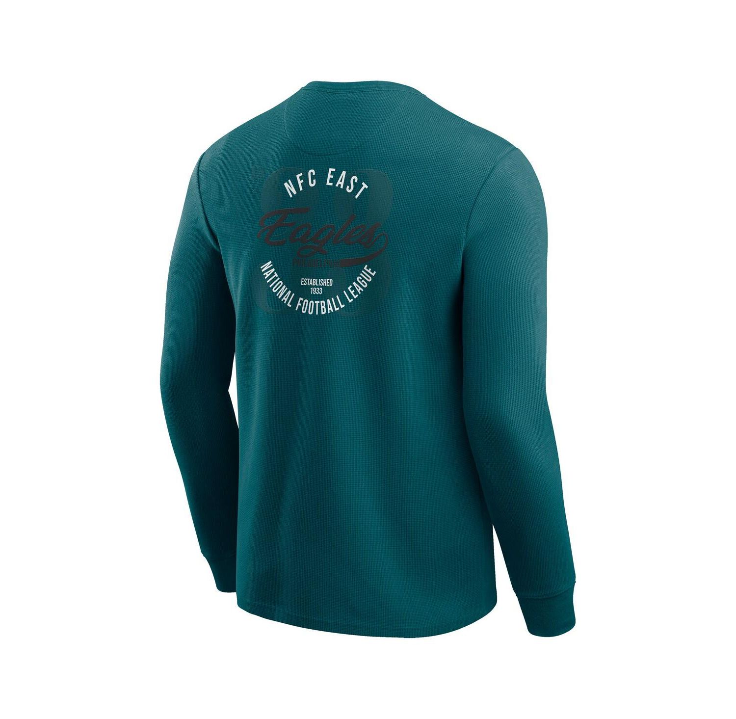 Men's Kelly Green Philadelphia Eagles Washed Waffle-Knit Long Sleeve T-Shirt