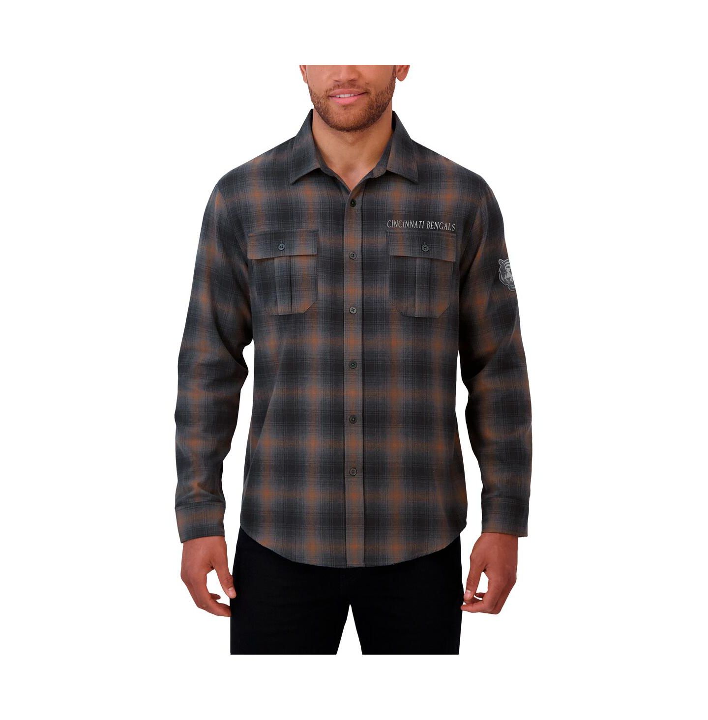 Мужская рубашка Fanatics Charcoal Cincinnati Bengals Classic Flannel Long Sleeve Button-Up — фото 4