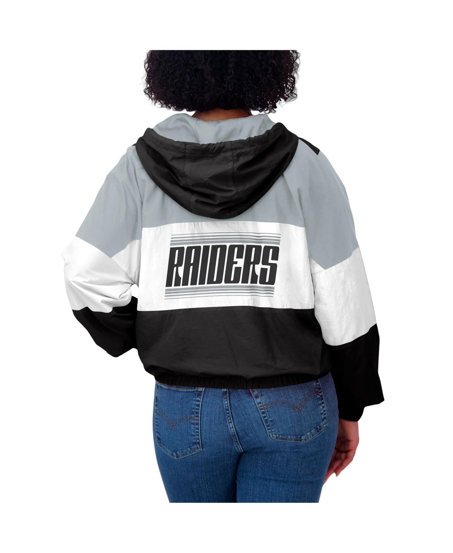 Women's Las Vegas Raiders Plus Size Color Block Full-zip Windbreaker Jacket