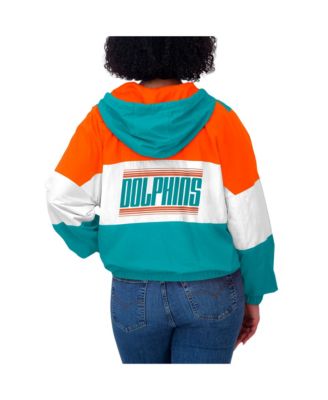 Women's Aqua Miami Dolphins Color Block Full-Zip Windbreaker Jacket