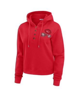 Women's Scarlet San Francisco 49ers Waffle Hoodie Pullover Top