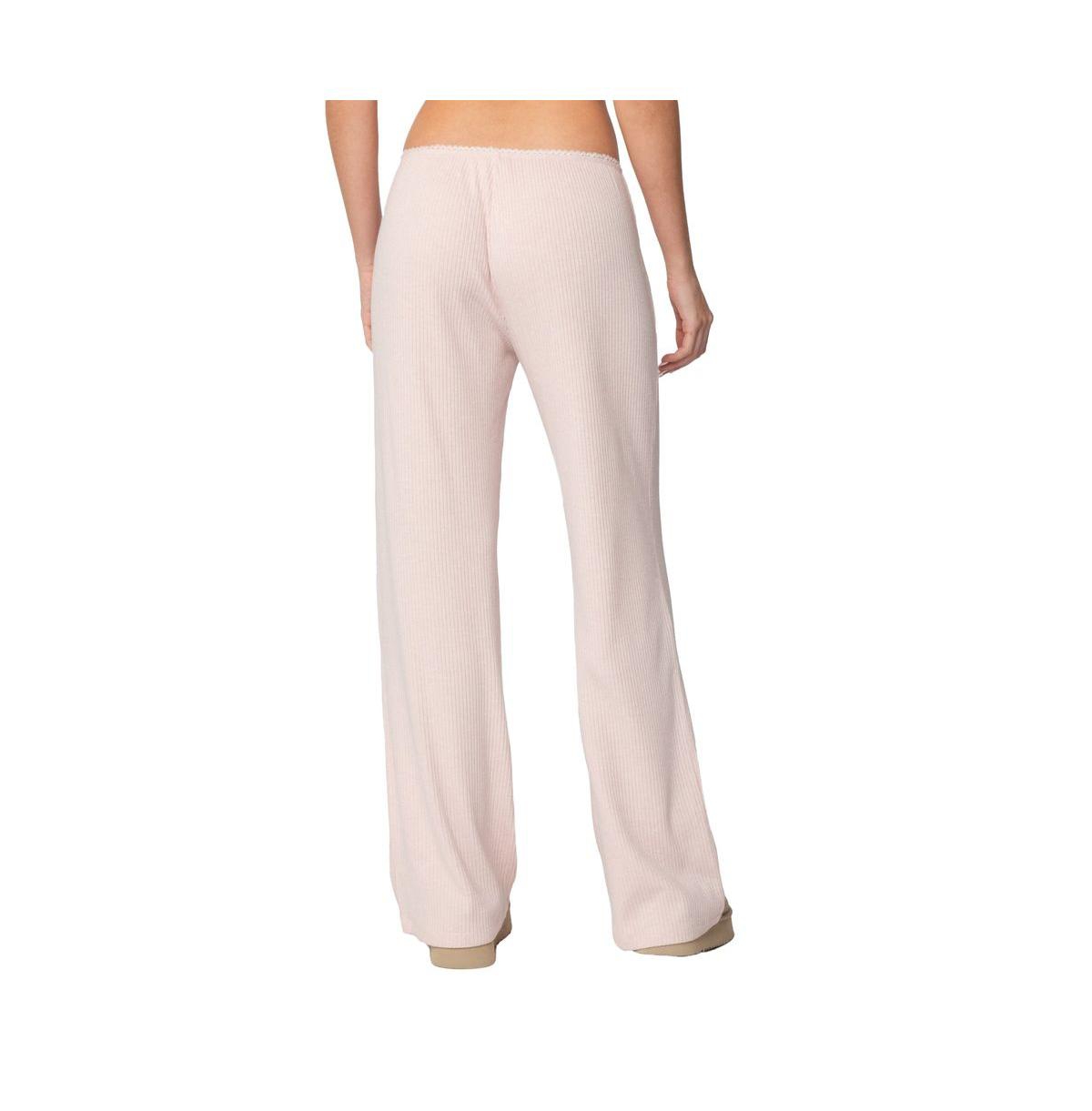 Edikted Women's Roselle Ribbed Pants - Light-pink