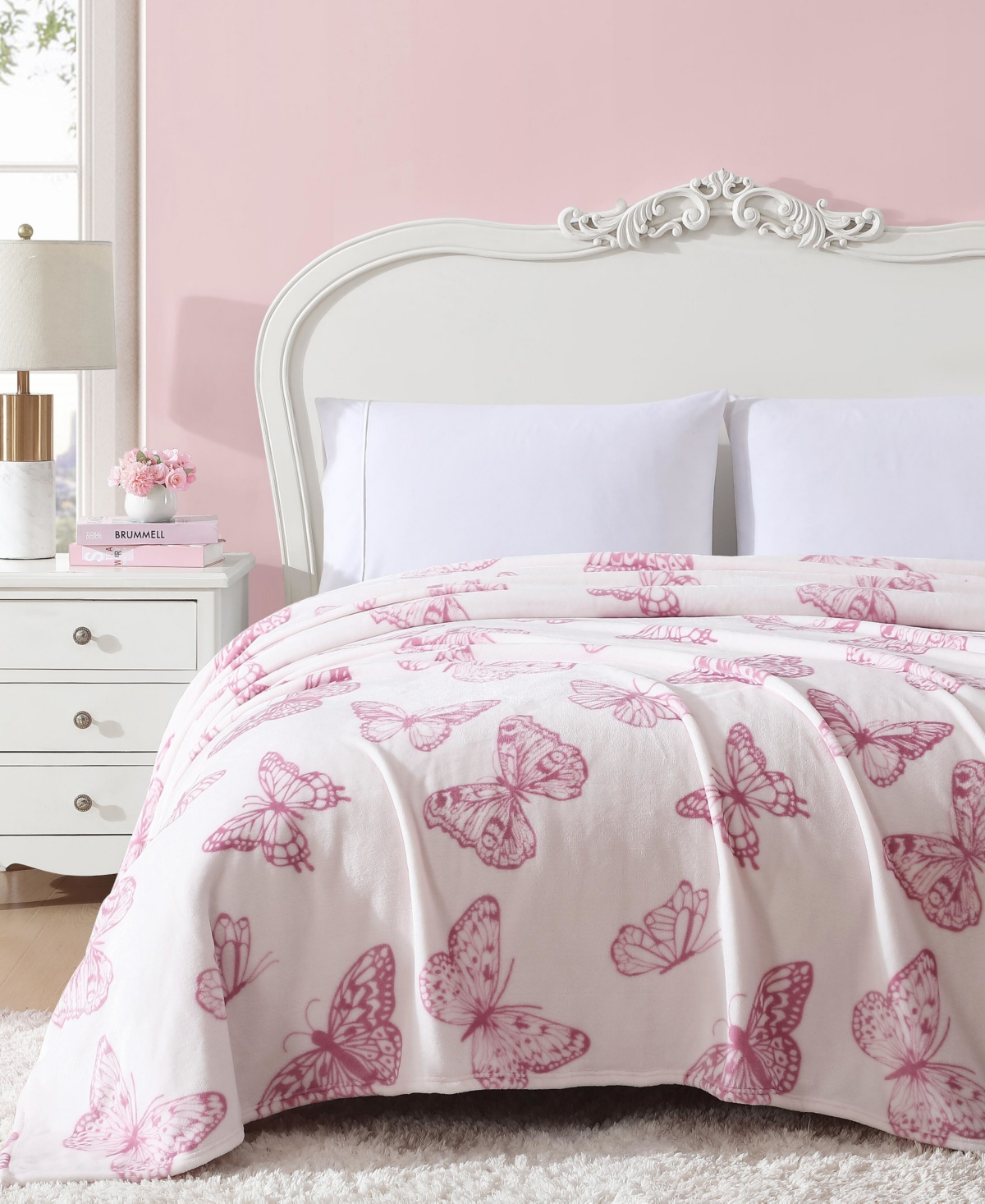 BETSEY JOHNSON MALACHITE BUTTERFLY ULTRA SOFT PLUSH FLEECE BLANKET, FULL/QUEEN 