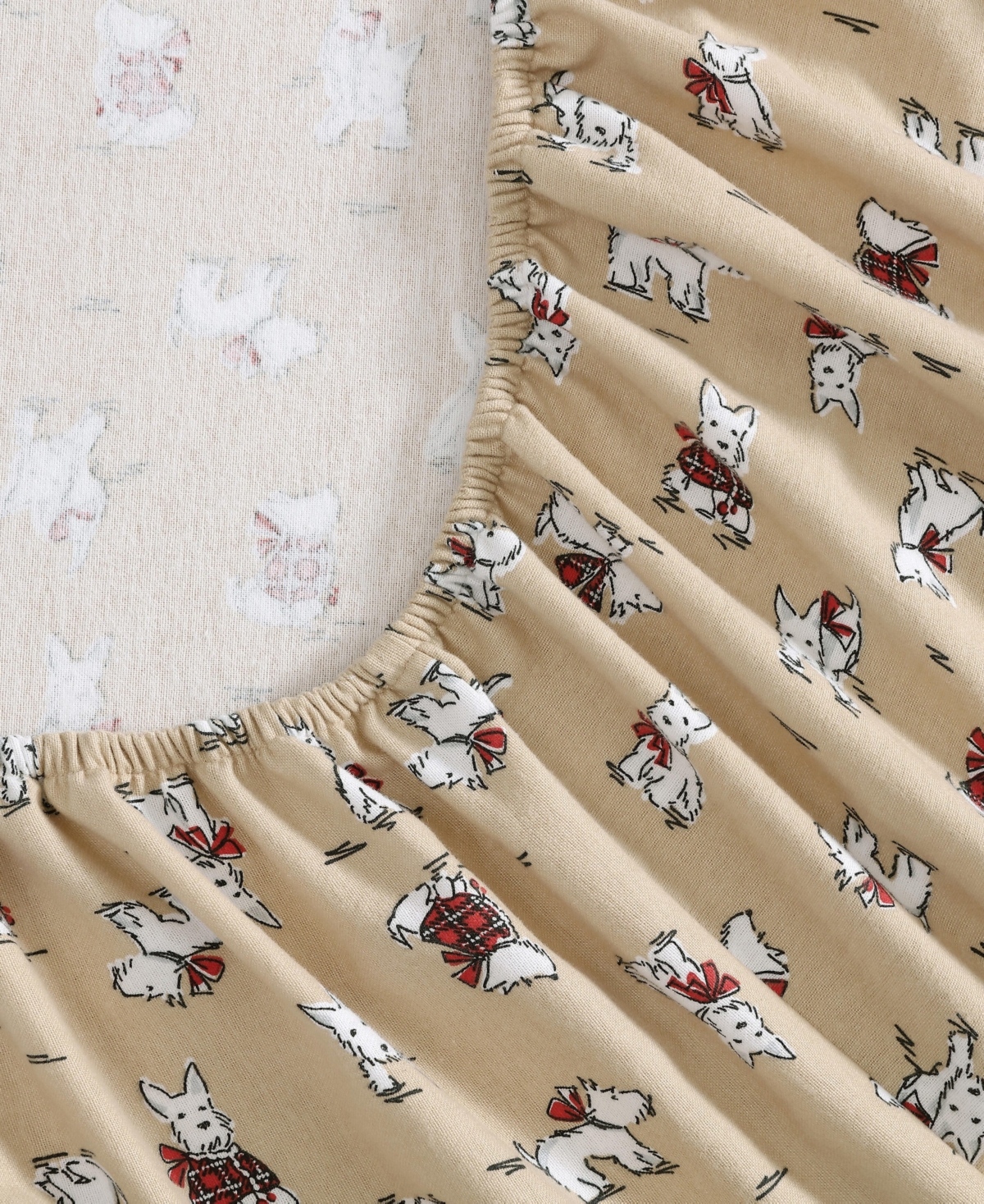 Laura Ashley Flannel 4 -pc. Sheet Set, King In Camel Holiday Scottie